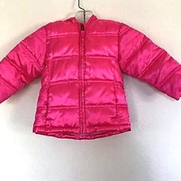 HEALTHTEX INFANT GIRLS HOT PINK SHINY RIBBED SNOW COAT HOOD BABY SKI JACKET 24M - Picture 2 of 9